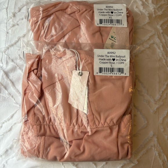 We Are HAH Under The Wire Mesh Bodysuit Copper Rose Pink NEW - Picture 7 of 7